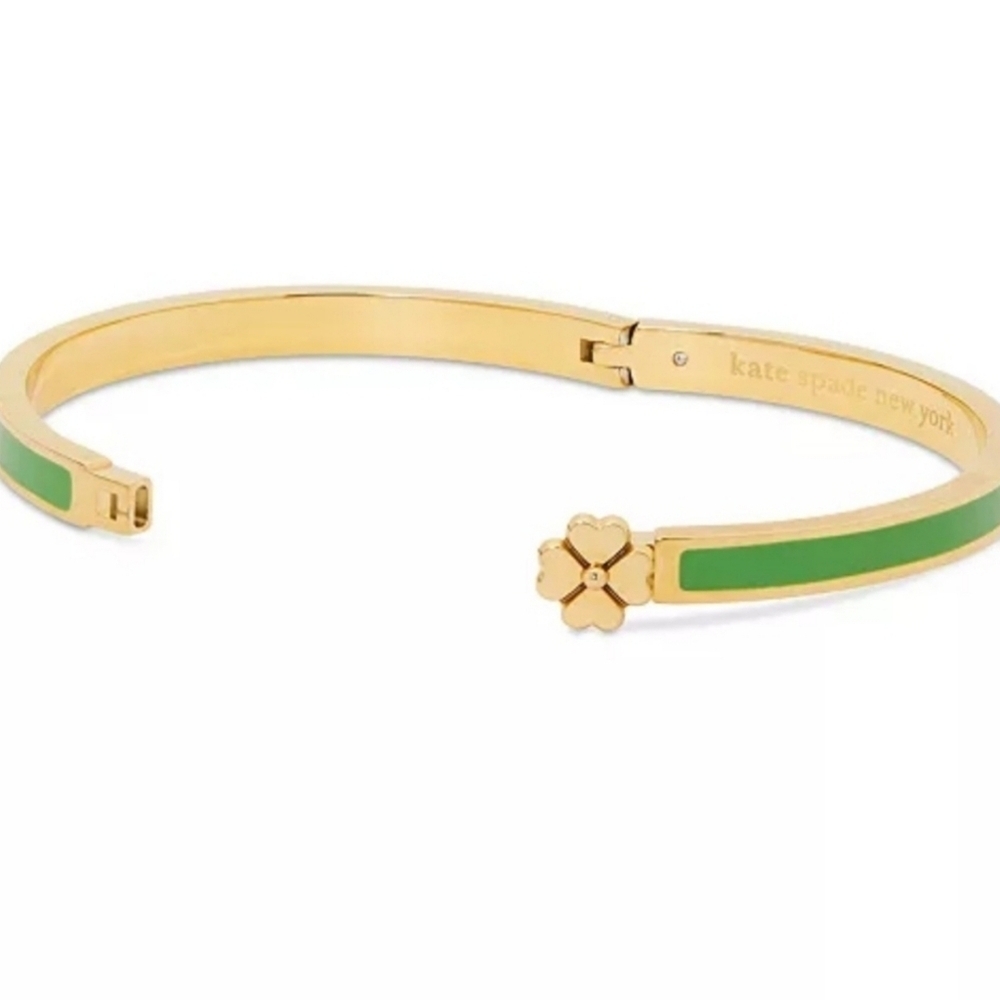 💚▪️Kate Spade▪️ Heritage Spade Flower green Thin Hinged Bangle Bracelet - Picture 4 of 9